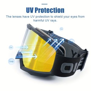 YUEDIO Adult Ski Goggles UV400 Protection - Anti-Fog Mirrored Lens, Impact-Resistant PC Material, TPU Frame - Windproof Snowboard Goggles for Men & Women, Applicable for Snowmobile, Skiing, Skating