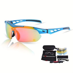 Sports Cycling Glasses - Lens Are Replaceable, Outdoor Glasses 9005C3 Blue