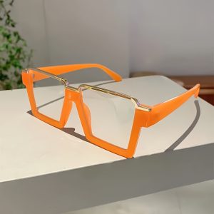 Rectangular Women's Candy-Colored Plastic and Metal Frame Eyeglasses - PC Lens, No Accessories, Suitable for Daily Wear