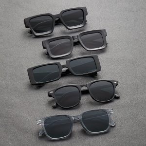 5pairs Men's Black And Gray Combination Fashion Glasses For Versatile Vacation Travel And Driving