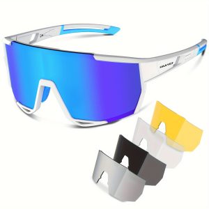 Cycling Glasses, Polarized Sports Sunglasses with 5 Interchangeable Lenses for Men Women, Baseball Fishing Running Biking Sunglasses