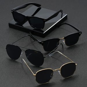 4 Pairs of Men's Black Rice Nail Geometric Irregular & Oval Street Classic Casual Fashion Glasses Suitable for Daily Commuting and Business Use