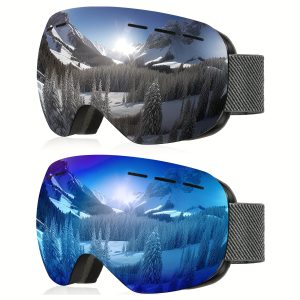 Ski Goggles For Men Women Youth, OTG Snowboard Goggles Snow Goggles With Anti Fog And UV Protection Over Glasses 2 Pack