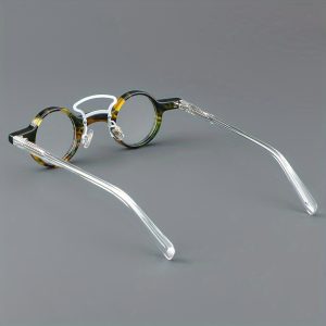 Chic Steampunk Round Frame Clear Lens Glasses for Women - Acrylic & Cellulose Fiber, Metal Hinges with Case